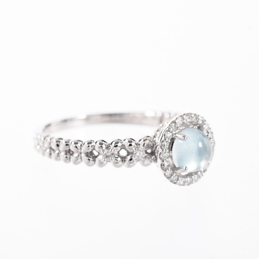 アクワマリン リング  アクワマリン0.54ct ダイヤ0.14ct 15号 3.9g レディース 中古A品の画像