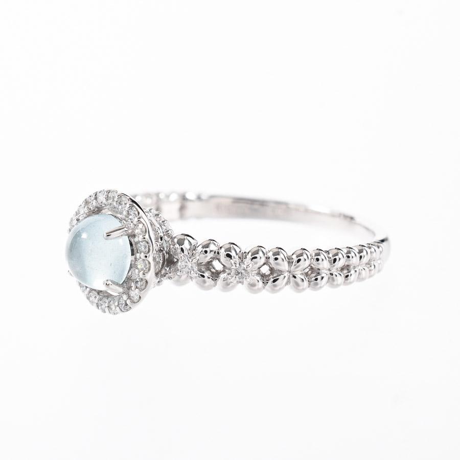 アクワマリン リング  アクワマリン0.54ct ダイヤ0.14ct 15号 3.9g レディース 中古A品の画像