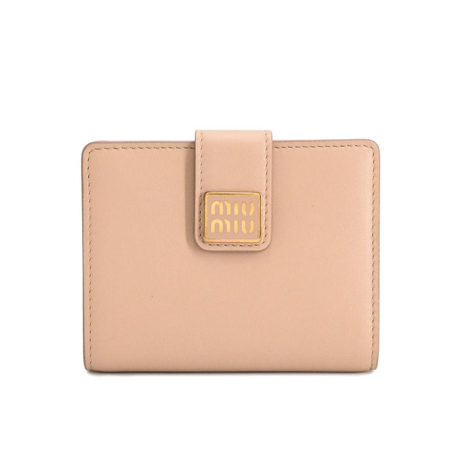 ミュウミュウ 二つ折り財布 5MV204 ベージュ 中古 miu miu（ミュウミュウ） 2つ折り財布 二つ折財布 5MV204 ベージュ