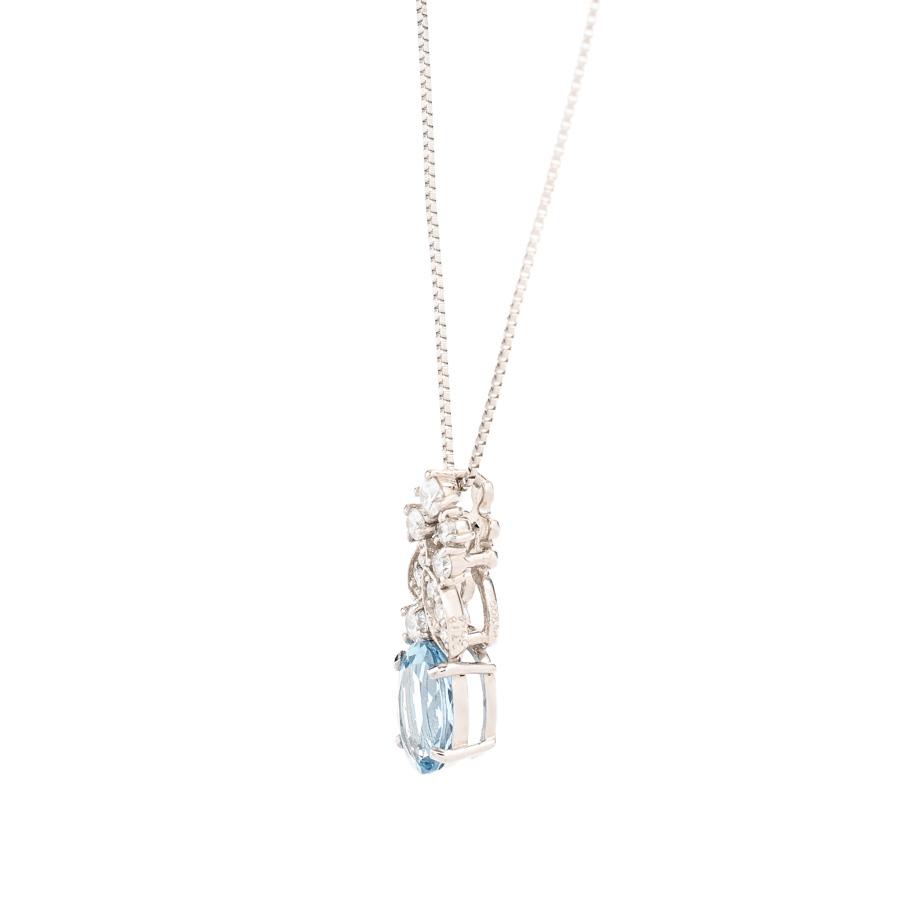 アクワマリン ネックレス  アクワマリン0.718ct ダイヤ0.14ct 2.8g レディース 中古A品の画像