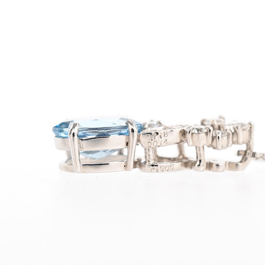 アクワマリン ネックレス  アクワマリン0.718ct ダイヤ0.14ct 2.8g レディース 中古A品の画像