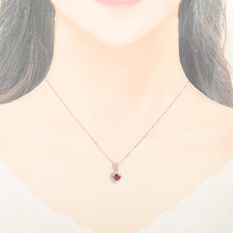 ルビー ネックレス  ルビー0.81ct/ダイヤ0.34ct 3.0g レディース 中古A品の画像