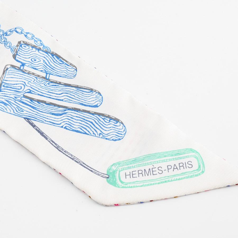 HERMES ツイリーポワンティエスカーフ HERMES（エルメス） ツイリーポワンティエ スカーフ ホワイト ユニ