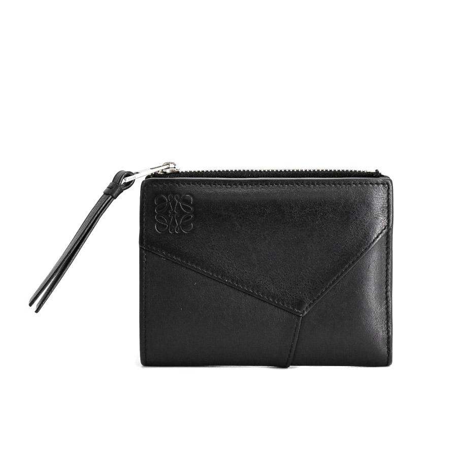 【美品】ロエベ LOEWE 2つ折り財布 エッジスリム パズル　ブラック 黒 LOEWE（ロエベ） パズルエッジスリムコンパクトウォレット 二つ折財布