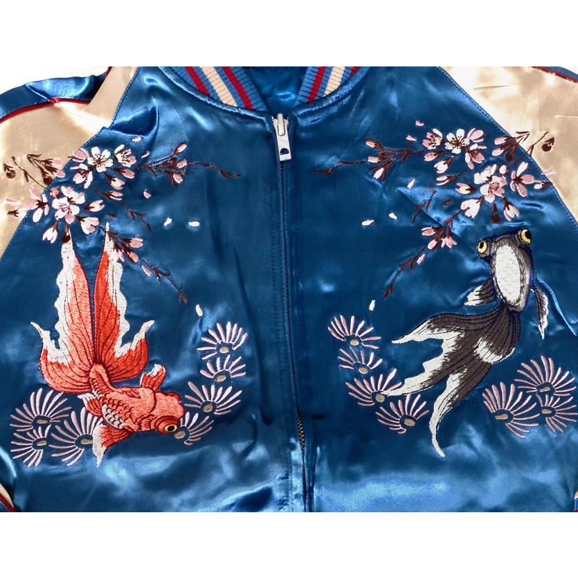 ジャパネスク 和柄 スカジャン メンズ レディース 赤黒 出目金 金魚