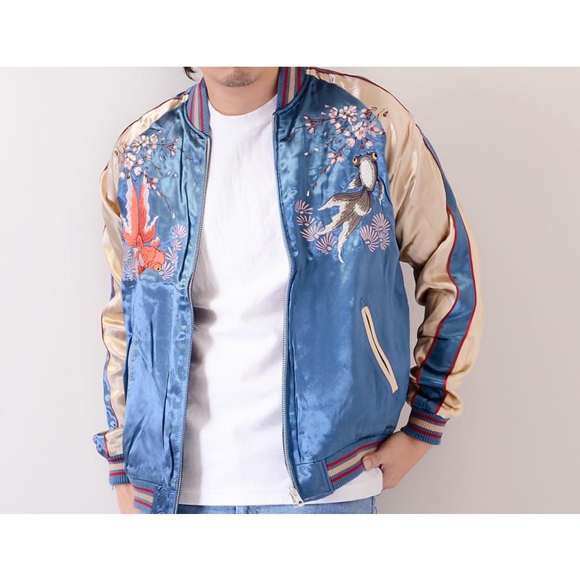 ジャパネスク 和柄 スカジャン メンズ レディース 赤黒 出目金 金魚