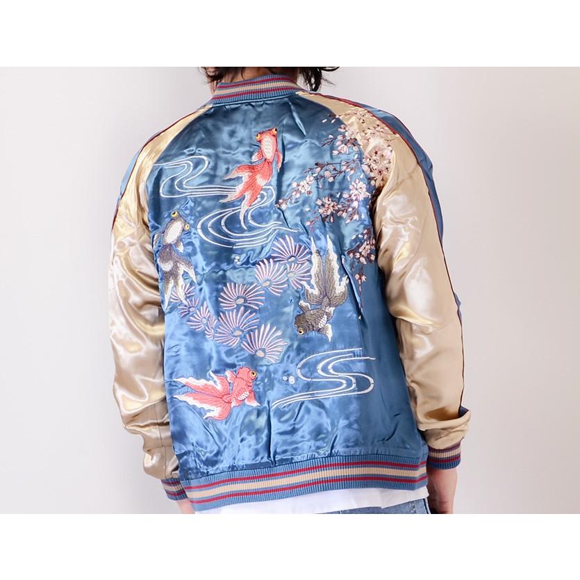 ジャパネスク 和柄 スカジャン メンズ レディース 赤黒 出目金 金魚