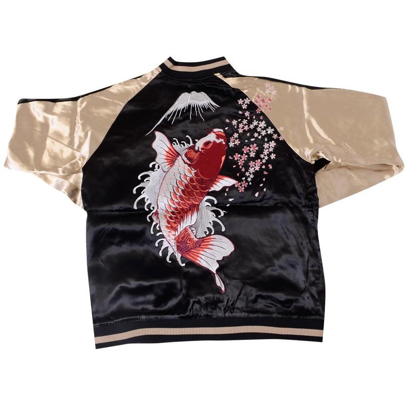 ジャパネスク 和柄 スカジャン メンズ レディース 跳ね鯉 鯉 カープ