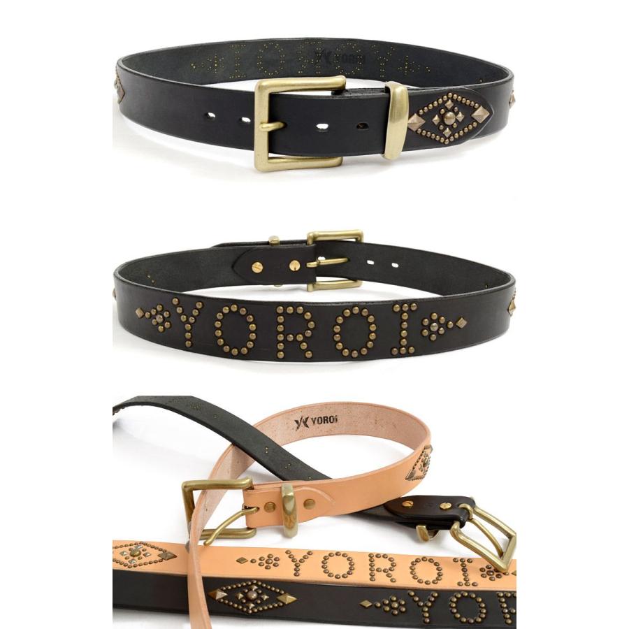 YOROI スタッズ ベルト メンズ 本革 牛革 レザー 鎧 461-929b : RODEO