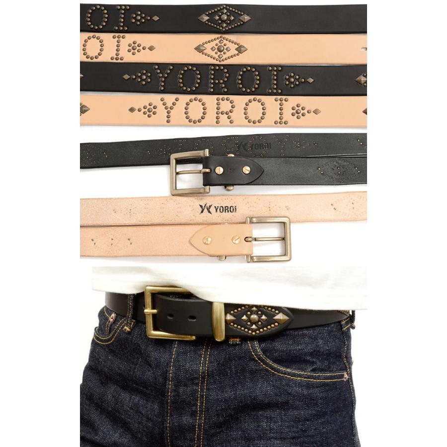 YOROI スタッズ ベルト メンズ 本革 牛革 レザー 鎧 461-929b : RODEO