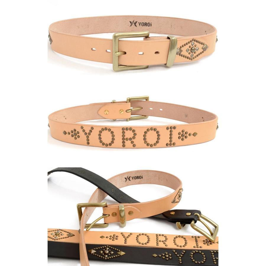 YOROI スタッズ ベルト メンズ 本革 牛革 レザー 鎧 461-929t : RODEO