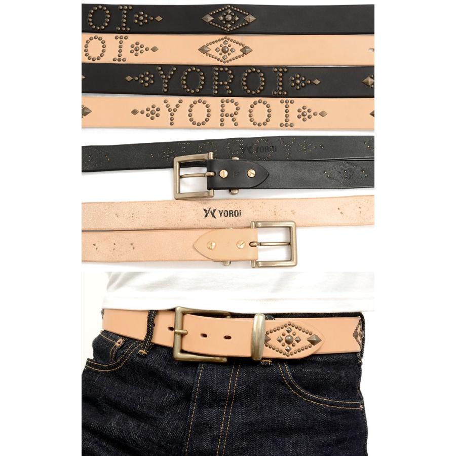 YOROI スタッズ ベルト メンズ 本革 牛革 レザー 鎧 461-929t : RODEO