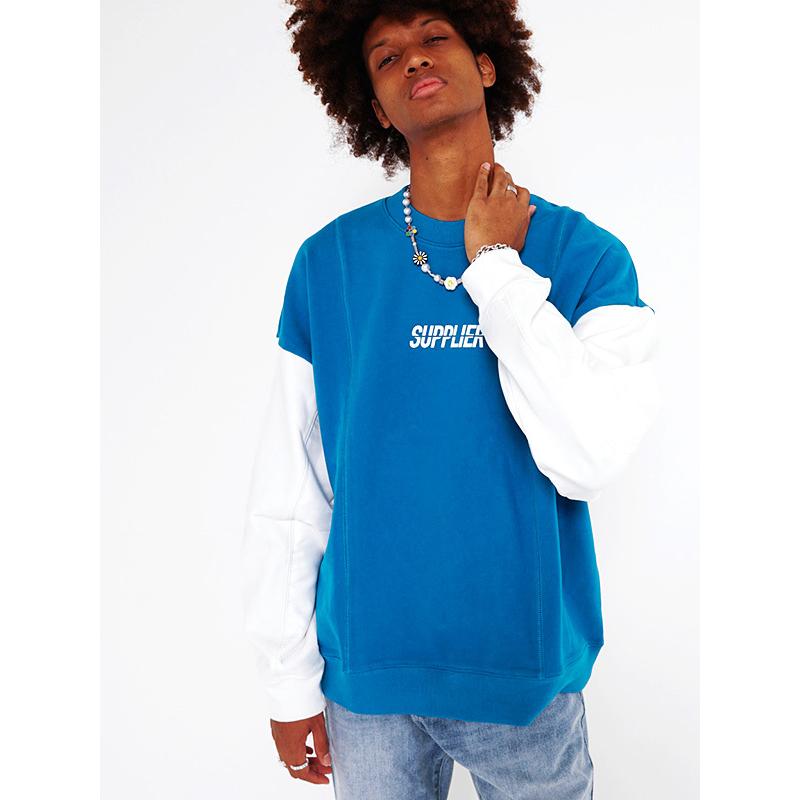 Seal限定商品 春 メンズ レディース トレーナー サプライヤー Supplier おしゃれ ラッピング プレゼント ギフト ハロウィン Biccolor Sweat B ビッグシルエット ダンス ストリート ロゴ刺繍 ロゴ スウェット クルー バイカラー Sweat Crew Bicolor ゆったり 100 綿