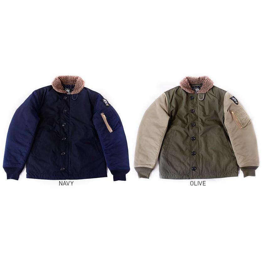 ヒューストン ゴールド HOUSTON GOLD N-1 大きいサイズ 中綿 ジャケット アウター 日本製 ミリタリー デッキジャケット 海軍 NAVY HG005Xの画像