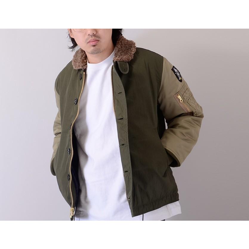 ヒューストン ゴールド HOUSTON GOLD N-1 大きいサイズ 中綿 ジャケット アウター 日本製 ミリタリー デッキジャケット 海軍 NAVY HG005Xの画像