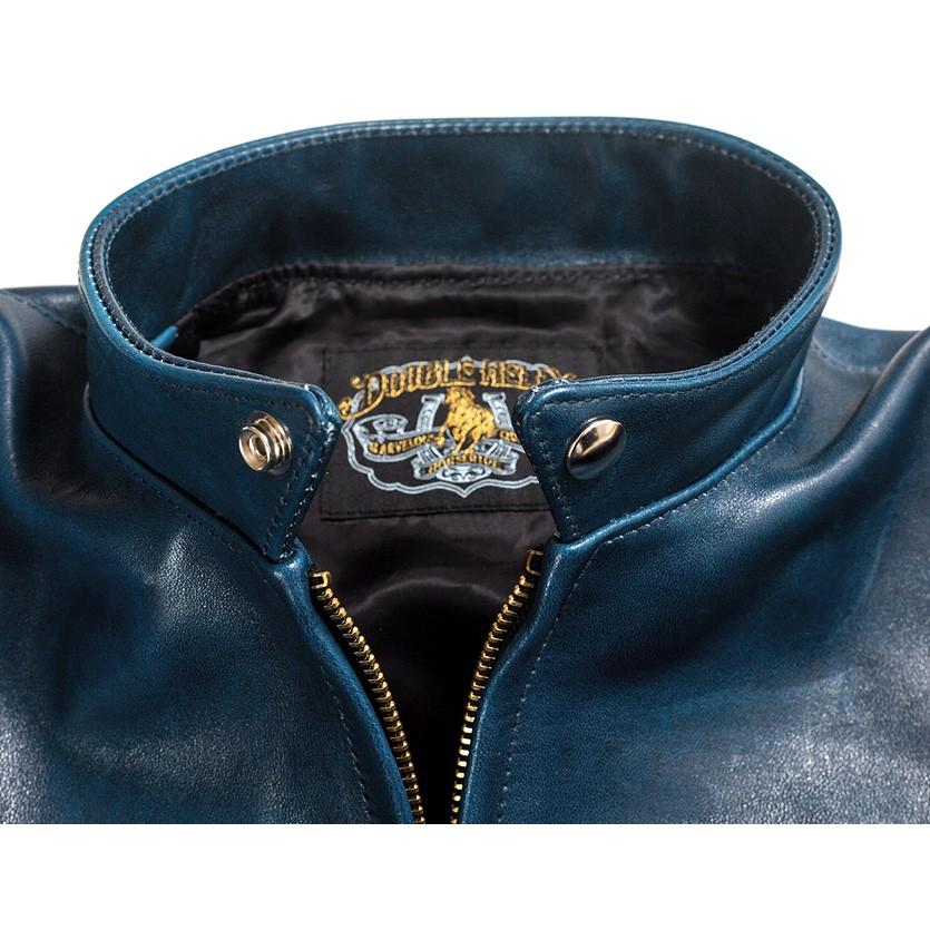 ブルー レザー シングルライダースジャケット レザージャケット メンズ 本革 ブルー 青 シングルライダース