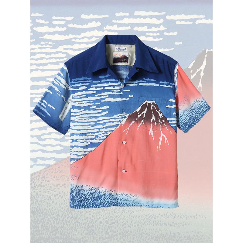 SUN SURF サンサーフ アロハ シャツ メンズ レディース 葛飾北斎 富嶽 