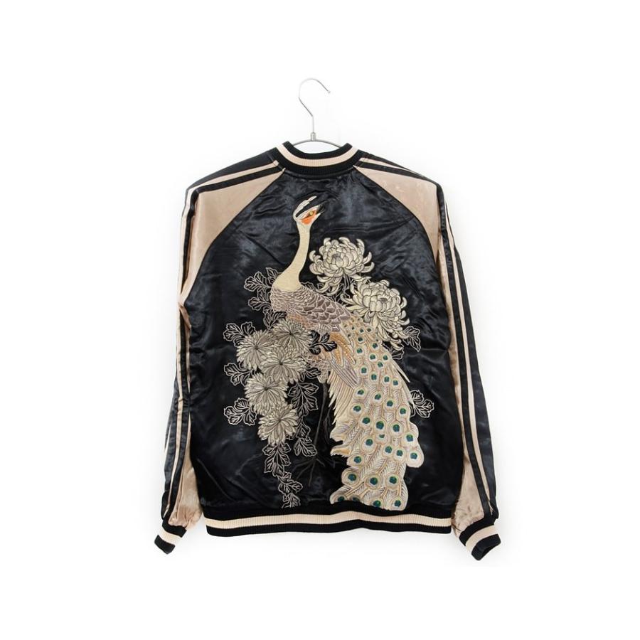 花旅楽団 和柄 スカジャン 菊 花 白孔雀 リバーシブル 刺繍 SCRIPT SSJ