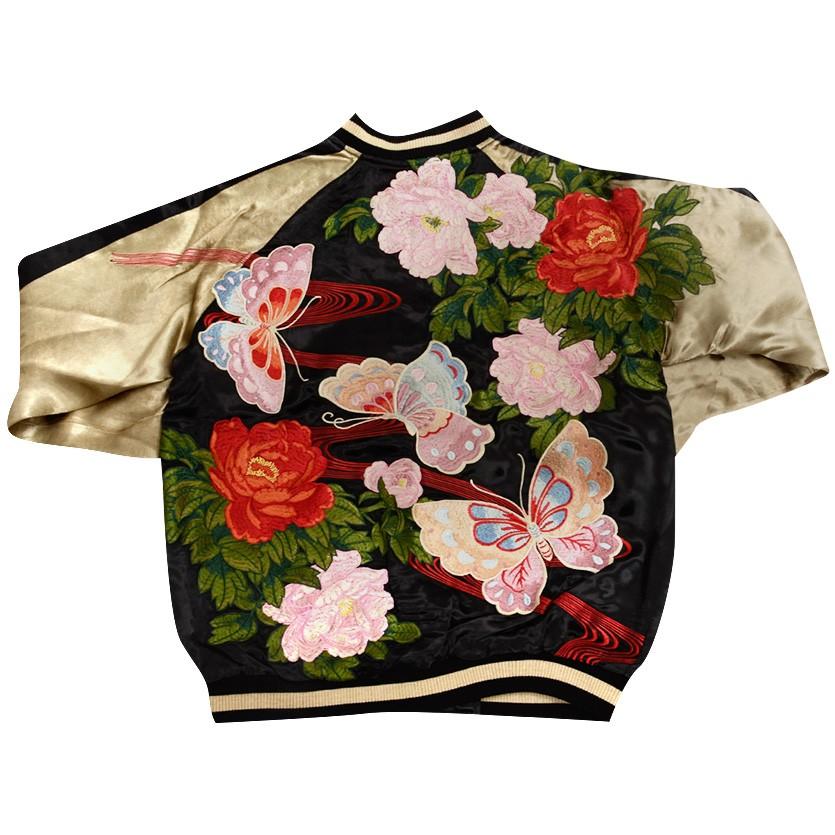 JAPANESE SCRIPT 花旅楽団　スカジャン　リバーシブル　鷲　鷹　和柄 花旅楽団 和柄 スカジャン メンズ レディース 牡丹 蝶 バタフライ