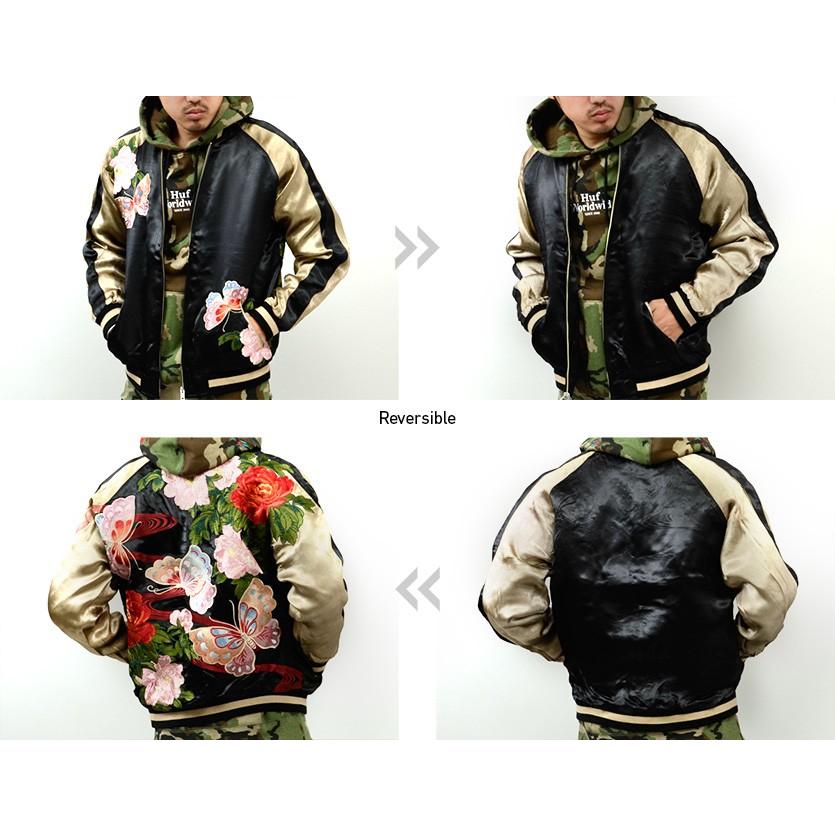 花旅楽団 スクリプト　刺繍スカジャン　リバーシブル　レア！朝顔　蛙とカボチャの花 花旅楽団 スクリプト 刺繍スカジャン リバーシブル レア！朝顔 蛙と