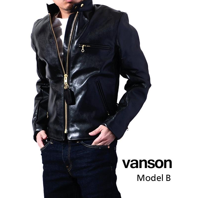 VANSON バンソン ライダースジャケット レザーライダース B メンズ 本