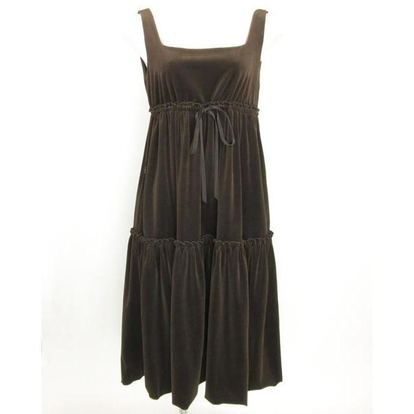 フォクシー NY FOXEY NY 茶 ベロア ノースリ ワンピース 40