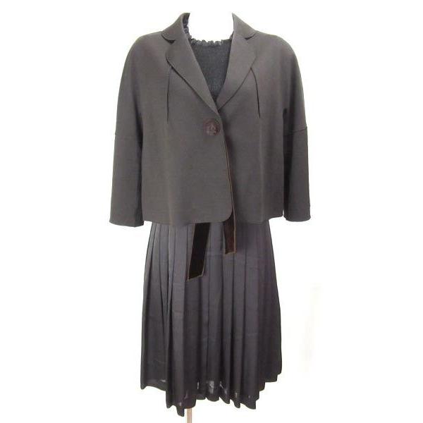 ランバン コレクション LANVIN こげ茶 ジャケット ワンピース 40 38
