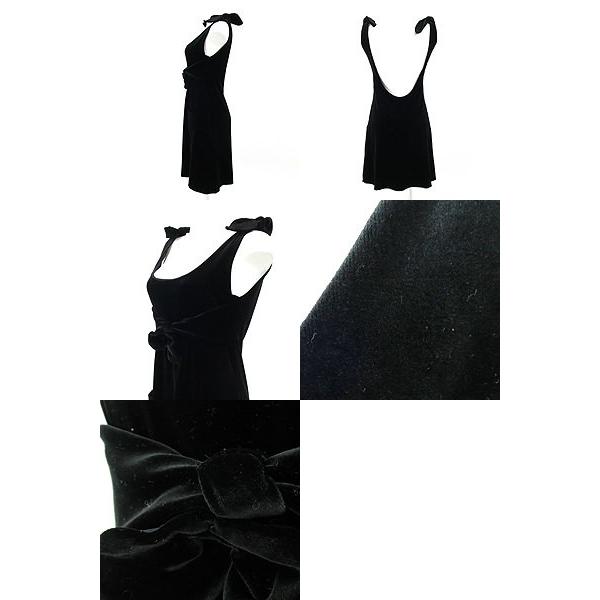 フォクシー ニューヨーク FOXEY NY 黒 ベロア ノースリ ワンピース 40