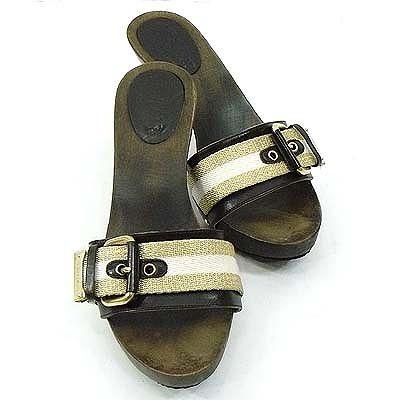 バリー☆BALLY☆白×ゴールドウッドサンダル-