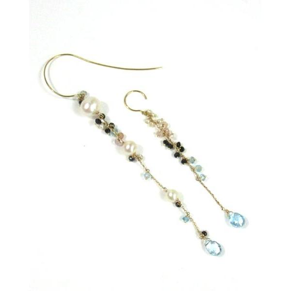 Sweet Peaピアス 18K天然石のときめく輝きと華やかさが揺れる スイートピー sweet pea 18K×半貴石ピアス