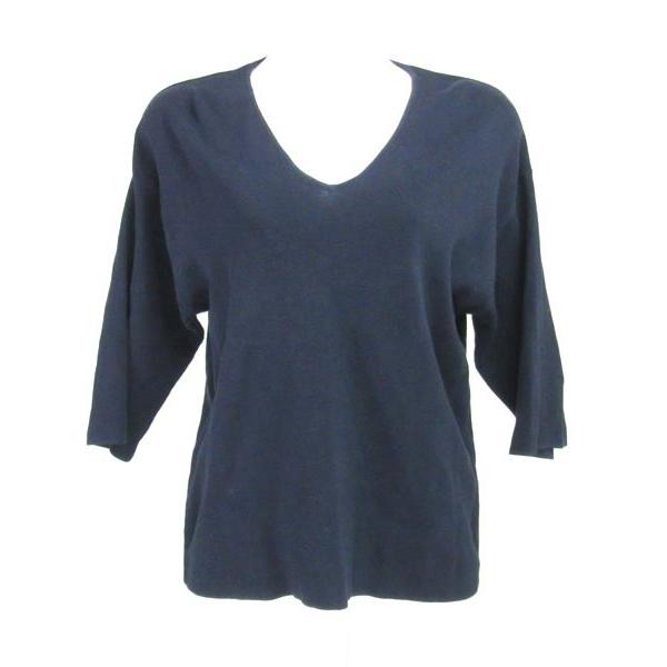 お買得 ニット セーター エフォートレス シックな大人女性のシンプルニット オペークドットクリップ Opaque Clip 紺７分袖ニット 40 ｌ Www Threeriversofs Com