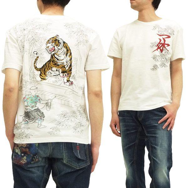 クロップドヘッズ 和柄 半袖Tシャツ 屏風の虎退治 1311-04 白 新品｜rodeomatubara