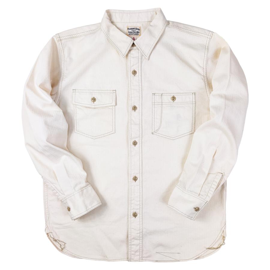 Pherrow's（フェローズ） ヘリンボーン ワークシャツ 無地 長袖シャツ