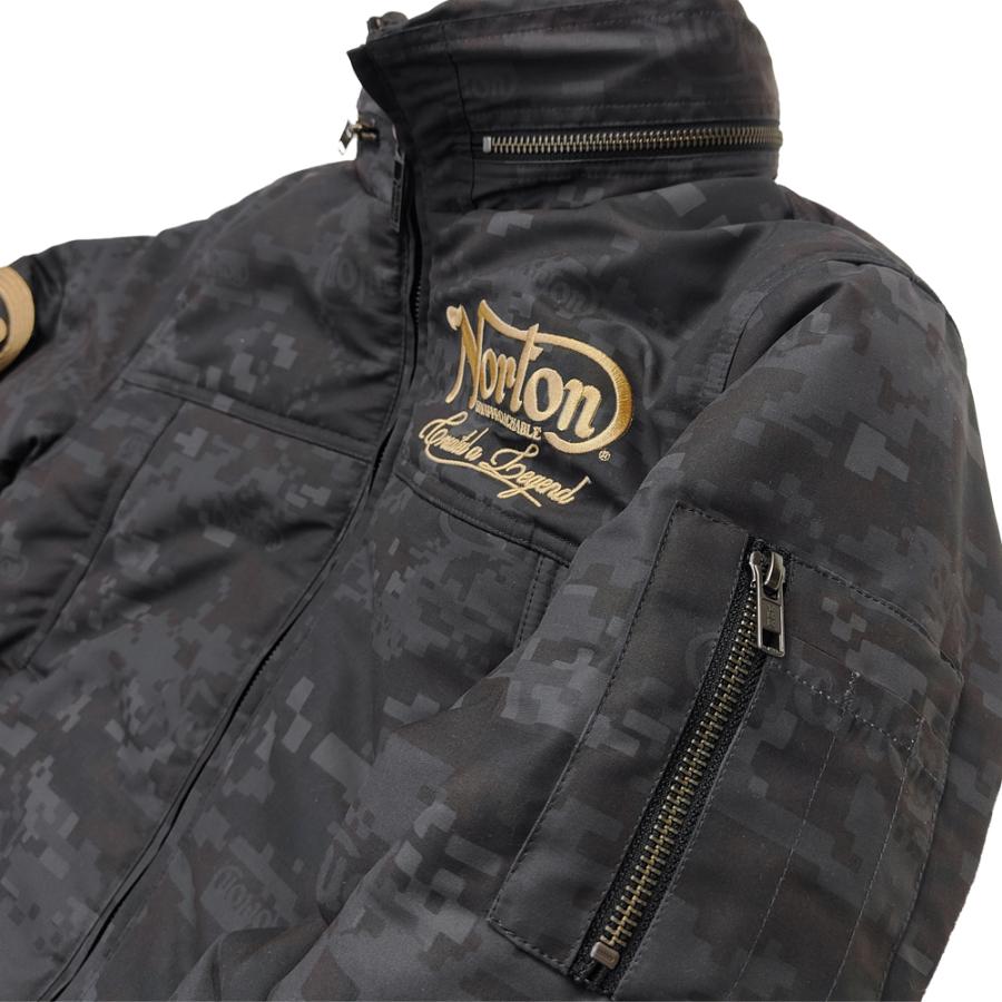 新品！Norton ENGLAND 撥水ポリ杢中綿裏ボアボリュームネックJKT L ノートン（NORTON） ボリュームネック 中綿ジャケット 撥水ポリピーチ