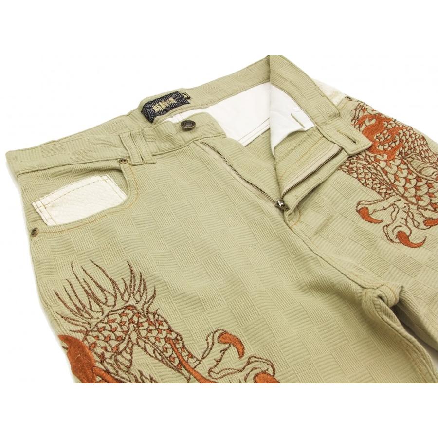 絡繰魂 ブロックジャガード ショートパンツ 252807 巻き龍刺繍 メンズ