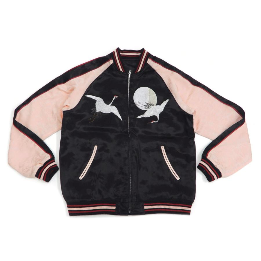 ジャパネスク スカジャン 3RSJ-752 月波鶴柄 刺繍 メンズ 和柄