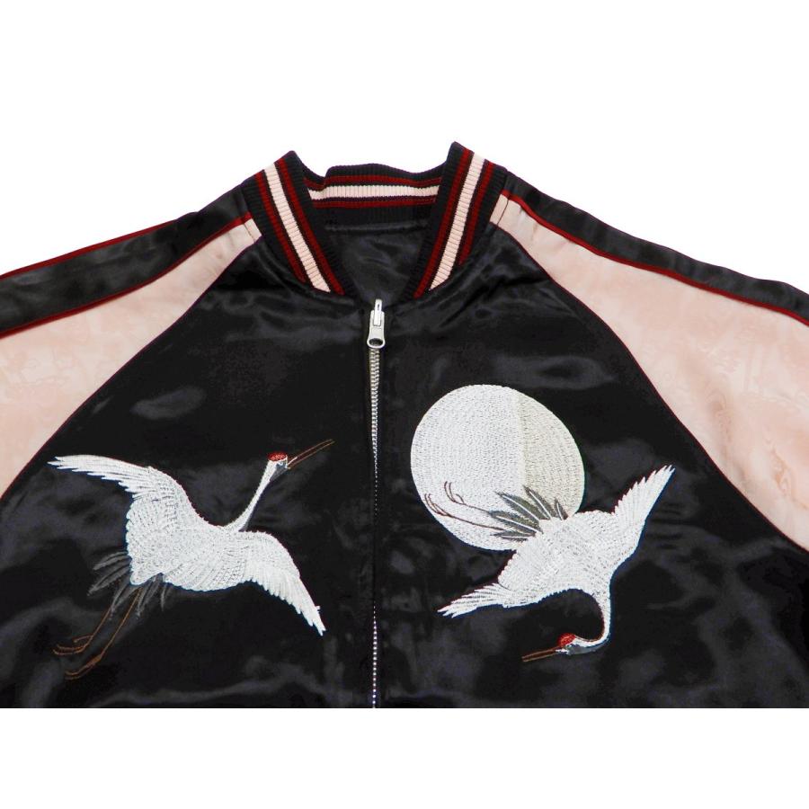 ジャパネスク スカジャン 3RSJ-752 月波鶴柄 刺繍 メンズ 和柄