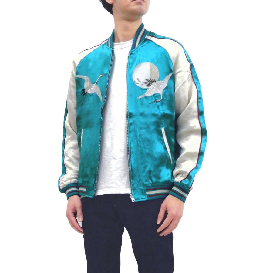 ジャパネスク スカジャン 3RSJ-752 月波鶴柄 刺繍 メンズ 和柄