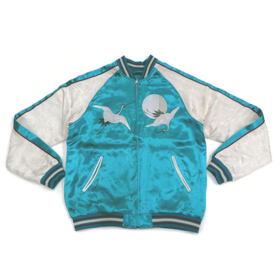 ジャパネスク スカジャン 3RSJ-752 月波鶴柄 刺繍 メンズ 和柄