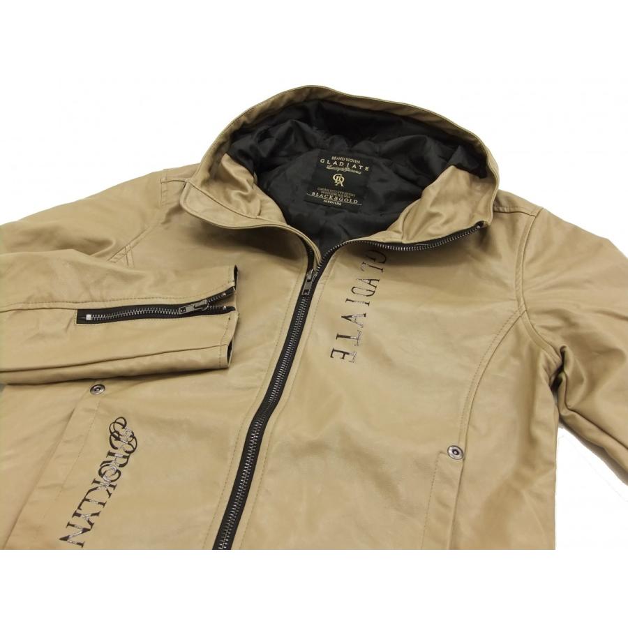 グラディエイト フェイクレザー パーカージャケット 453531 GLADIATE メンズ JKT ベージュ 新品 グラディエイト フェイクレザー パーカージャケット 453531 GLADIATE
