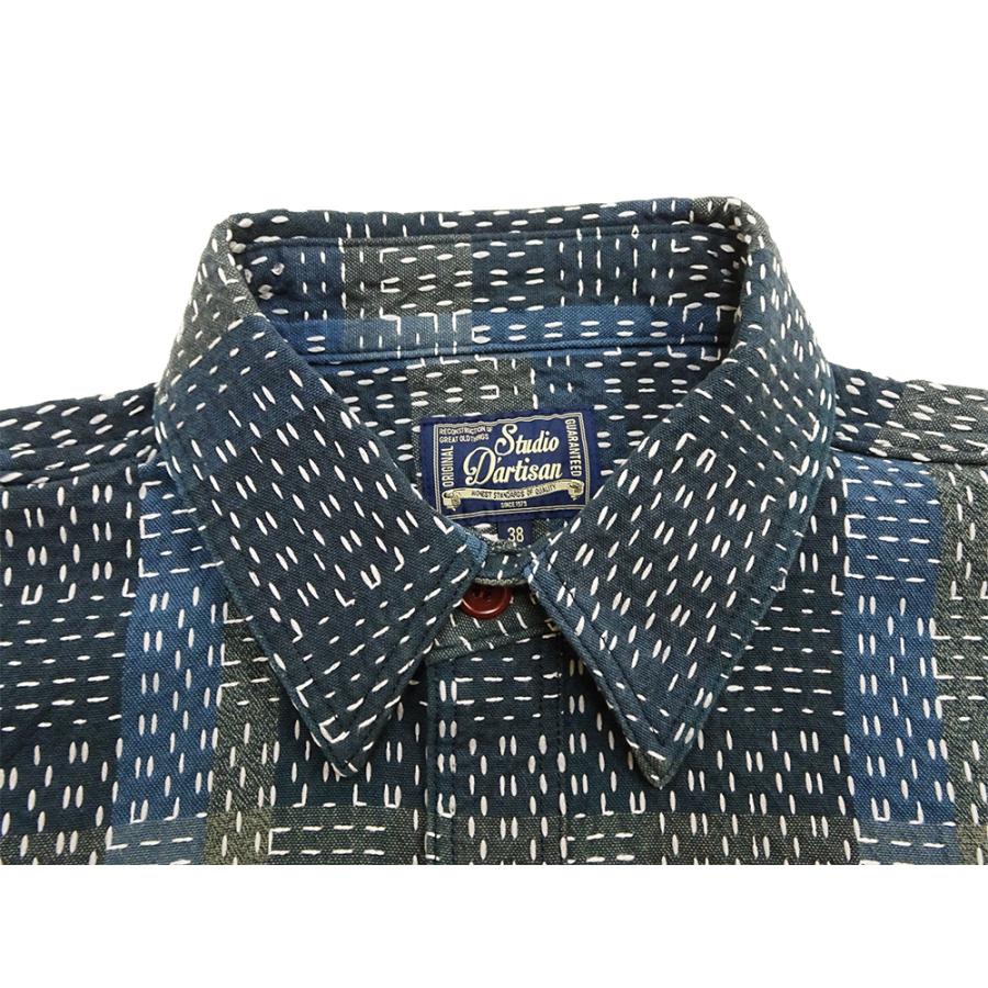 ステュヂオ ダ ルチザン 野良着刺し子 半袖シャツ サイズ42 STUDIO D'ARTISAN（ステュディオ・ダ・ルチザン） 野良着刺し子シャツ
