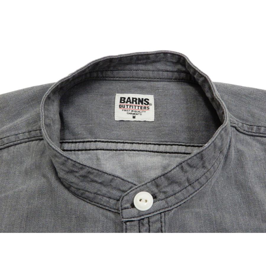 バーンズ バンドカラー デニムシャツ Barns 長袖シャツ ショートプラケット BR-6457N グレー 新品｜rodeomatubara｜05