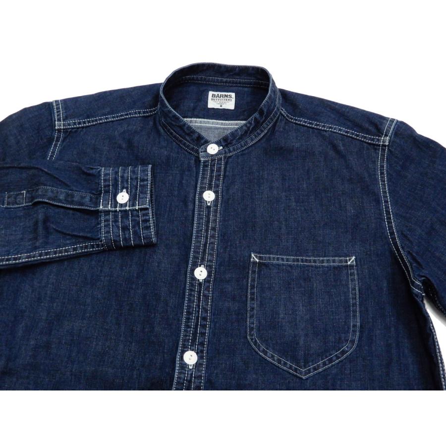美品 ダントン 日本製 バンドカラー デニムシャツ シャンブレー 40 ブルー 美品 ダントン 日本製 バンドカラー デニムシャツ シャンブレー
