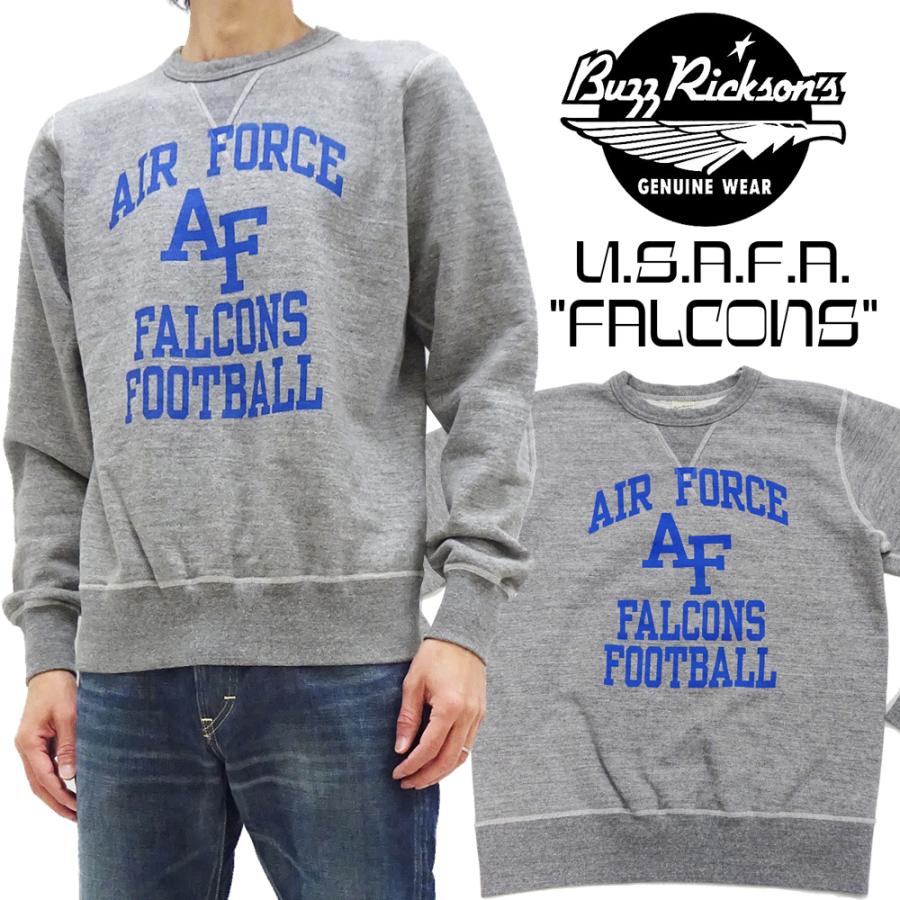 バズリクソンズ ミリタリー スウェットシャツ AIR FORCE FALCONS BUZZ RICKSON’S 裏起毛トレーナー BR69289 ヘザーグレー 新品