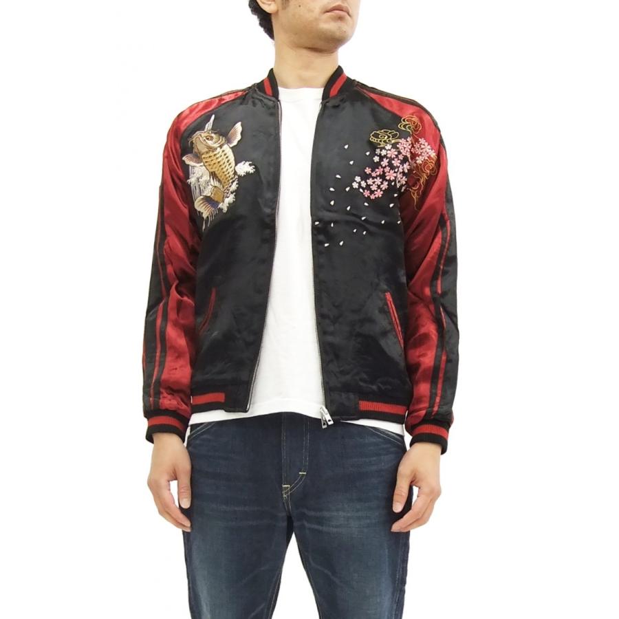 さとり スカジャン GSJR-004 桜に跳ね鯉 SATORI メンズ スーベニアジャケット ブラック×ワイン 新品 SATORI さとり スカジャン GSJR-004 桜に跳ね鯉 メンズ スーベニア