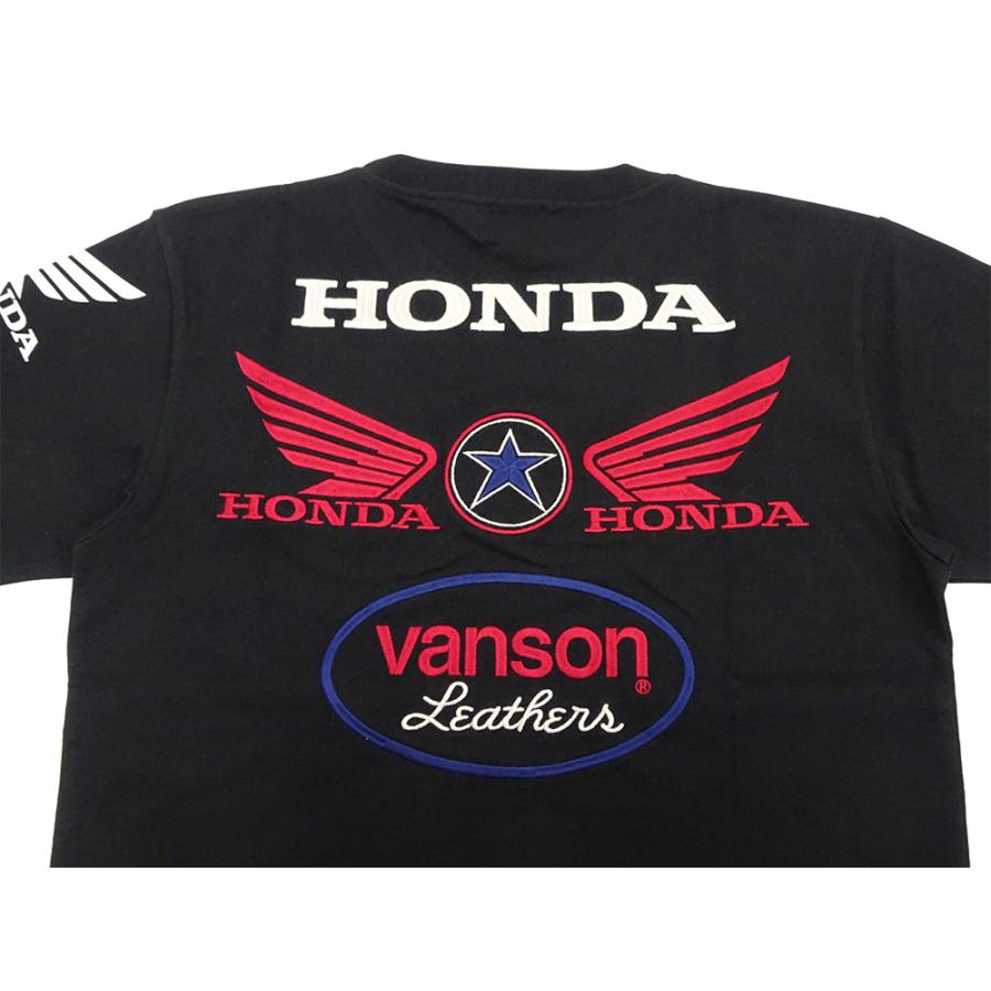 バンソン ホンダ コラボTシャツ VANSON HONDA HRC WING 刺繍 Tシャツ HRV-2403 黒B 新品｜rodeomatubara｜08