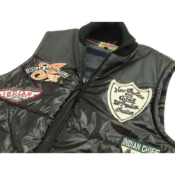 INDIAN MOTOCYCLE インディアンモトサイクル ベスト レザー切替 中綿  