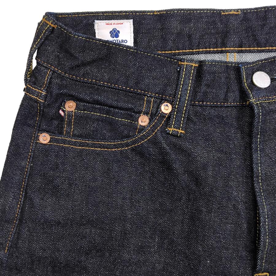 濃紺 大きいサイズ36 桃太郎ジーンズ 出陣レーベル デニムブッシュパンツ 桃太郎ジーンズ クラシックテーパード ジーンズ 出陣ペイント