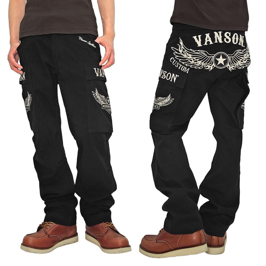 vanson カーゴパンツ ブラック Mサイズ VANSON（バンソン） コットンツイル カーゴパンツ フライングスター