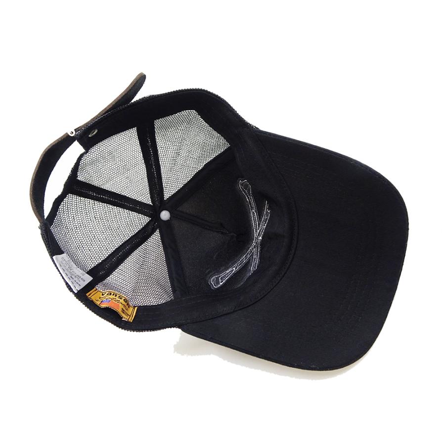 VANSON（バンソン） メッシュキャップ レザー叩き付け クロスボーン